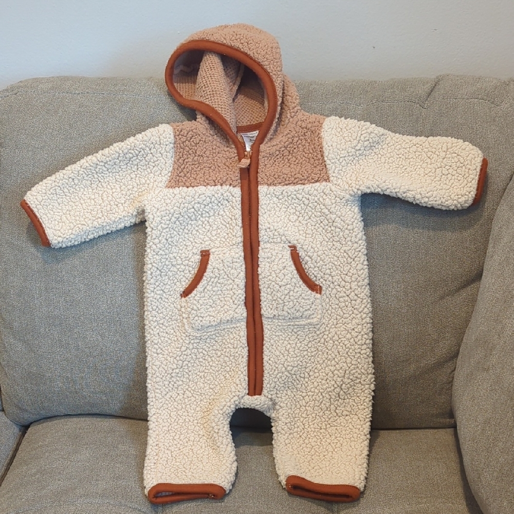 Carter's Tan and Cream Sherpa Footie